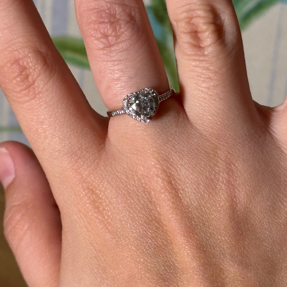 1ct Moissanite 925 Sterling Silver size adjustable Heart-Shaped Ring